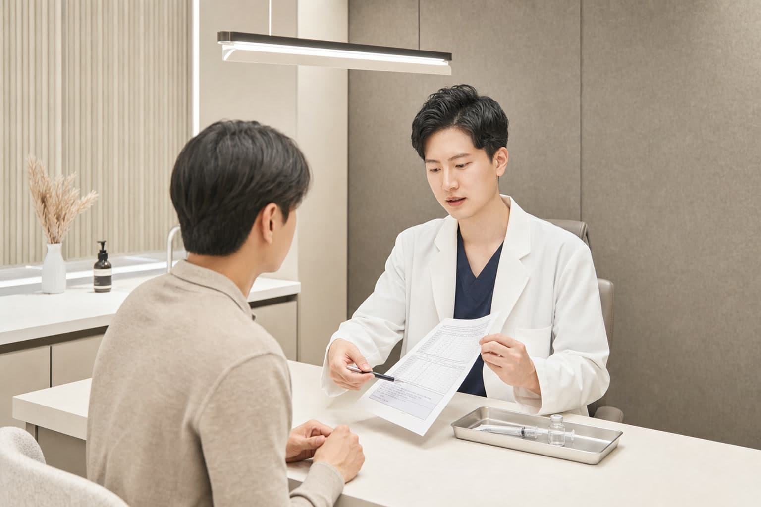 사이모신알파 주사제를 무균적으로 준비하는 의료진