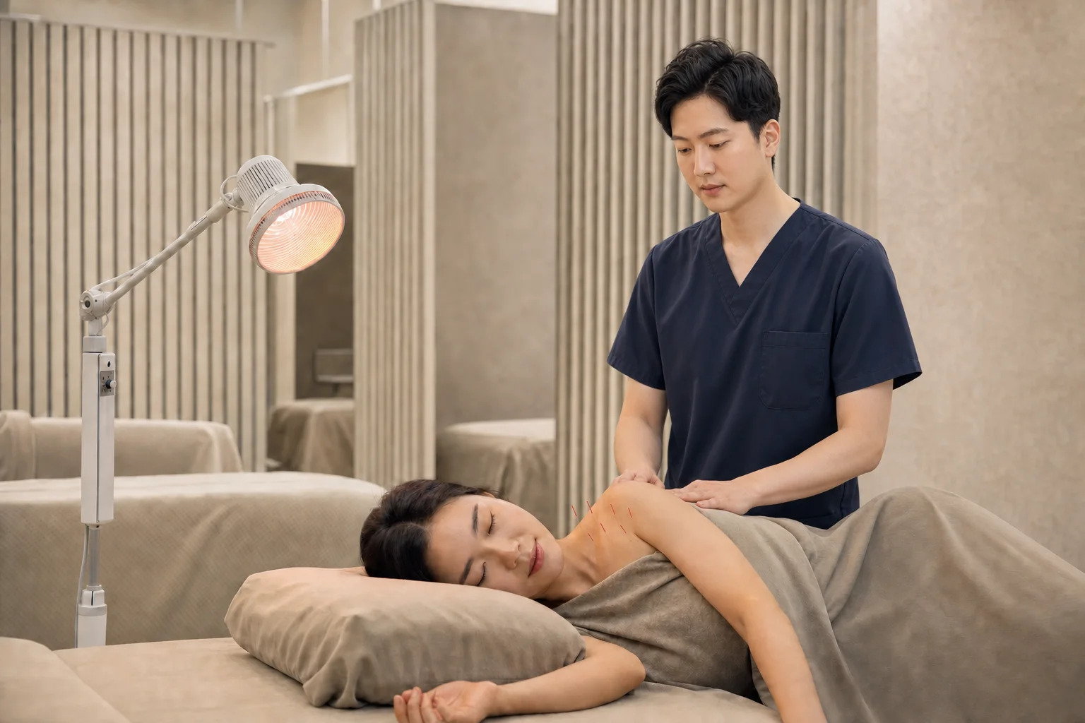 침치료와 온열 관리를 함께 진행하는 치료실
