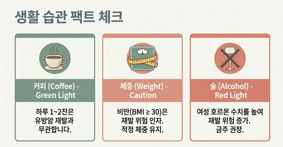 보조치료 단계별 생활관리 포인트를 설명하는 이미지