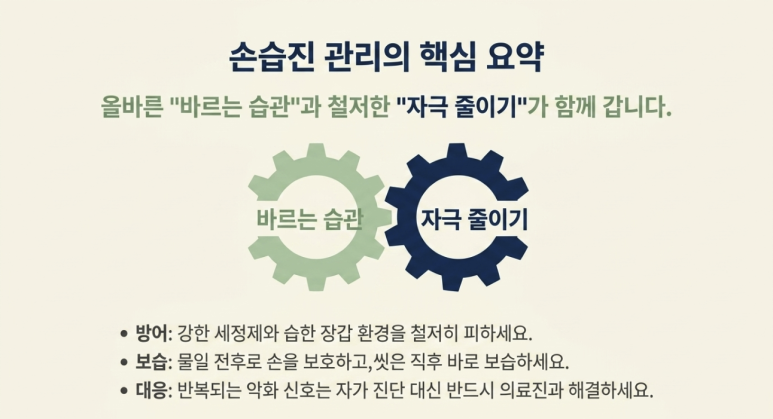 보습 자주해도 손습진 계속 악화하면 어떻게 해야하나요? 보습제 이외의 손습진 관리 관련 이미지 12
