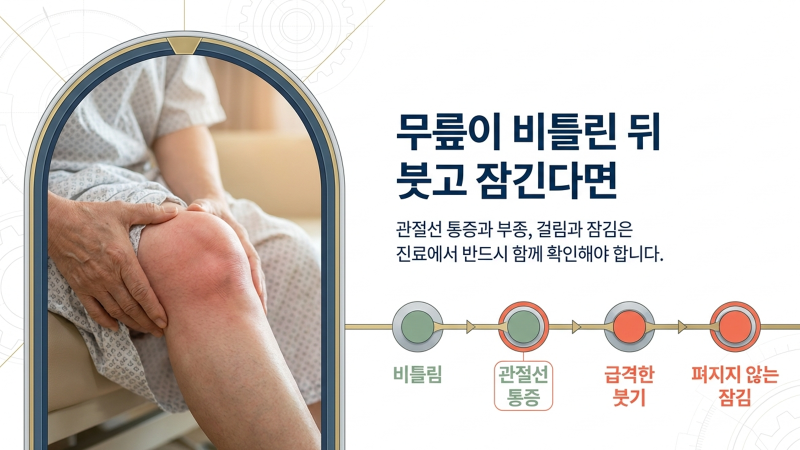 무릎 통증과 반월상연골 손상 진료의 시작을 알리는 첫 번째 화면 모습