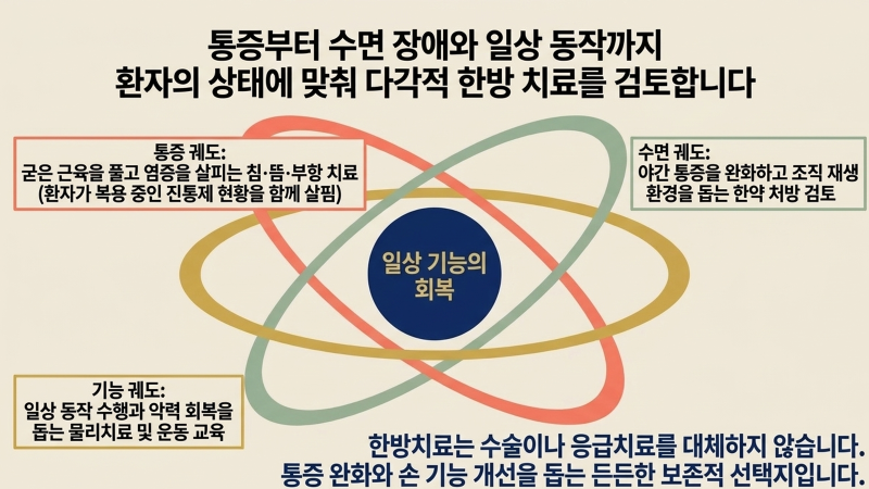 전반적인 진료 과정과 다각적인 접근 방식을 보여주는 다섯 번째 슬라이드 이미지입니다.